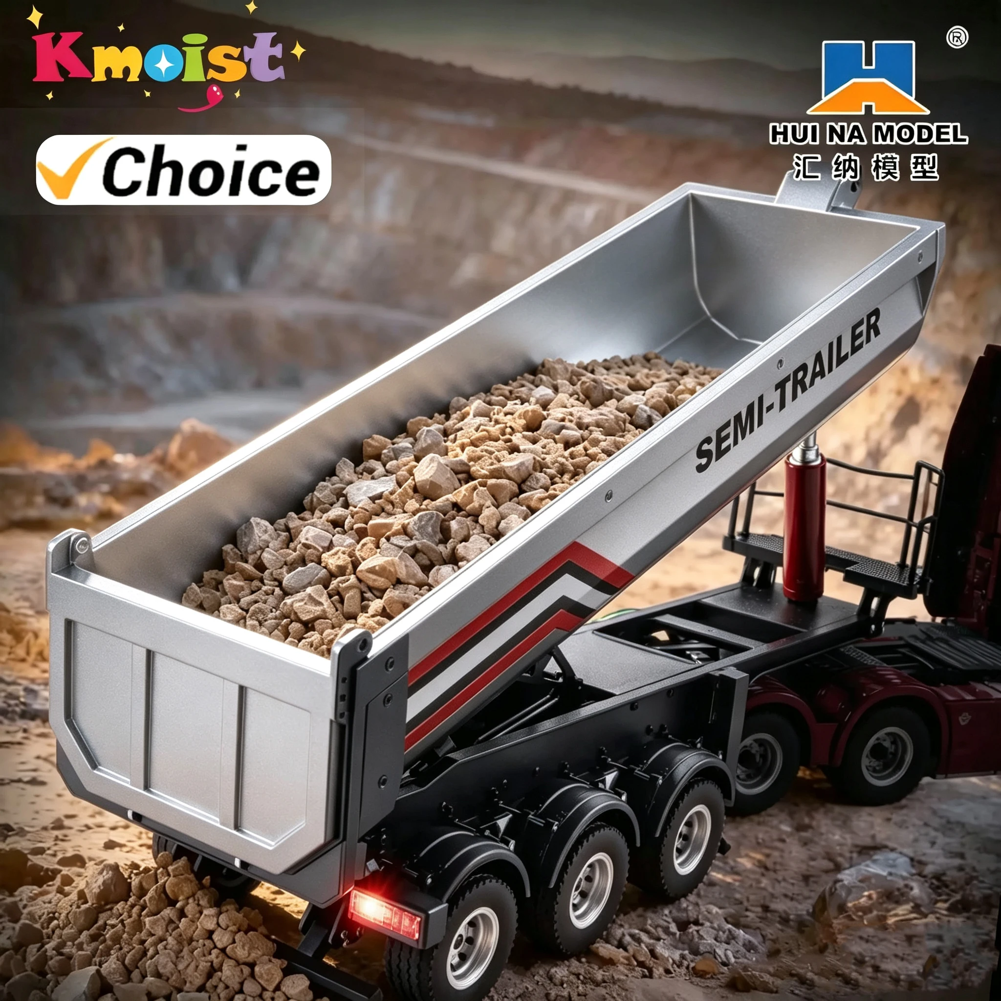 HUINA 1509 1/18 19CH Semi-trailer for RC Large Truck Front Alloy Toy Dump Truck Accessories Compatible with HUINA 1501 770S