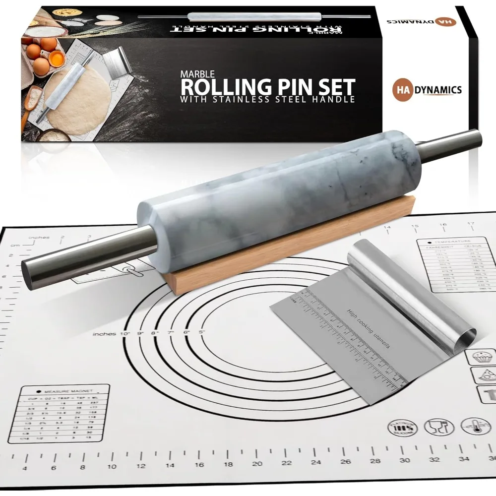 

Мармуровый валик для теста для пиццы премиум-класса для точного выпечки с силиконовой основой