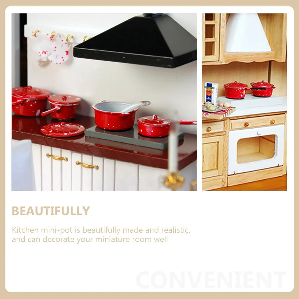 1Set Mini Kitchen Accessories Miniature Pots Realistic Simulation Cookware for DIY Decorative Small House Ornament Set
