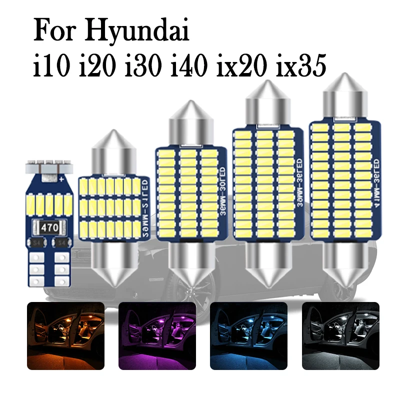 

Car Interior LED Lights Canbus For Hyundai i10 i20 i30 i40 ix20 ix35 Tucson Santa Fe Santafe Vehicle Indoor Dome Map Lamp Kit