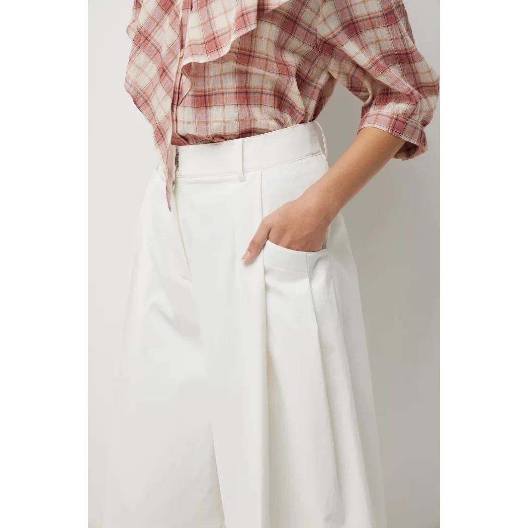 

High Waist Versatile Five-Quarter Short Pants MIMIFAFASISLY New 26 Fabric Ladies Wide Leg Pants Natural Waist Summer 2026