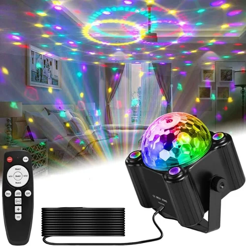 Lámpara estroboscópica de colores, luces de escenario activadas por sonido, bola de discoteca, luz estroboscópica de escenario para el hogar, niños, cumpleaños, boda, Bar, decoración de fiesta, nuevo