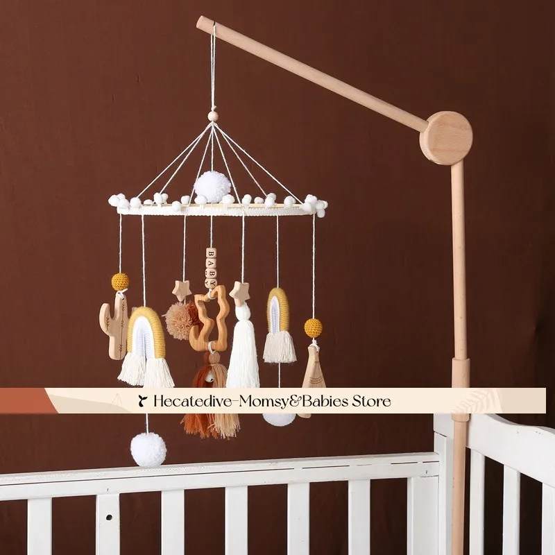 【ต้องมี】Baby Rattles & Mobiles ของเล่นเพื่อการศึกษาไม้การ์ตูนแมวเปลมือถือ ​   ตกแต่งขนาดเล็ก ของเล่นที่ไม่ซ้ําใคร ของใช้เด็ก