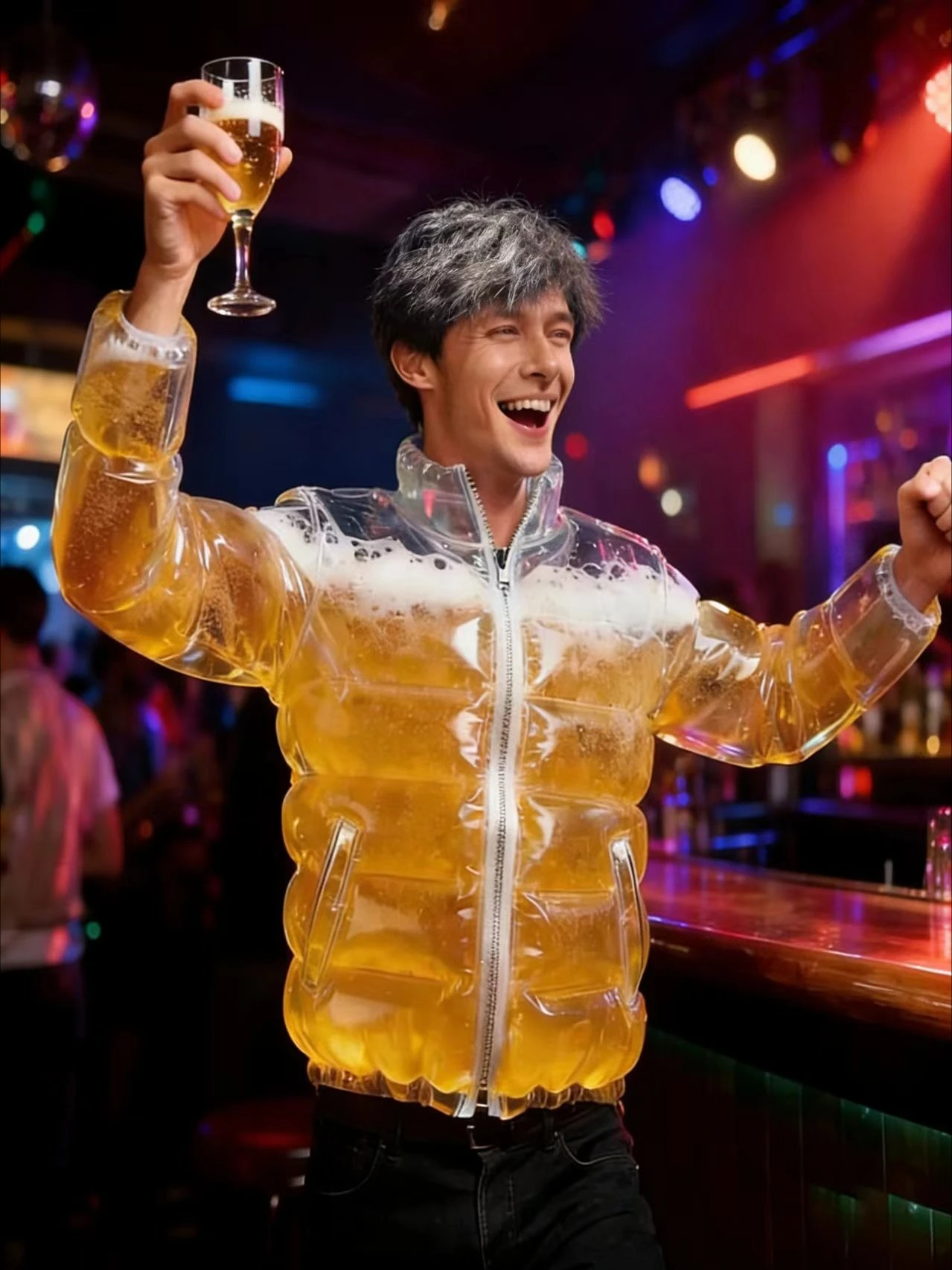 

Weird Beer-Filled Jacket Funny Transparent Beer-Drinking Jacket Hilarious Gag Gifts for Pools Parties Festivals Carnivals Cute