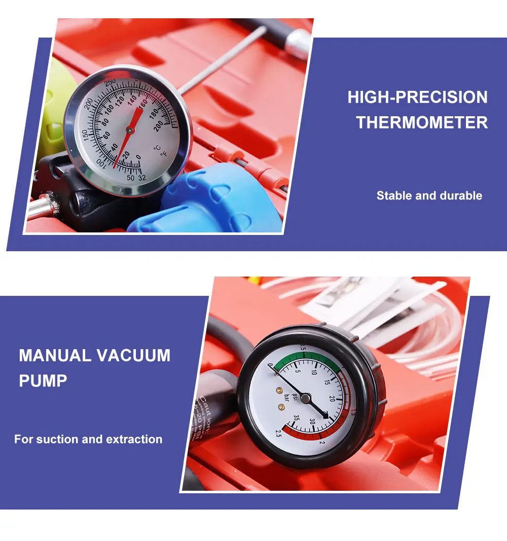 003 Radiator Pump Pressure Tester and Coolant Vacuum Refill Tool Kit Pressure Leak Tester Tool Kit for Automotive Cooling System