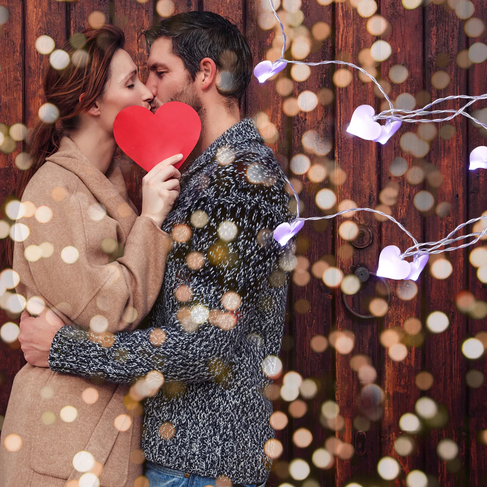 

1Set 20 Leds Heart String Lights Soft Illumination Decorative Lights for Room Atmosphere Bedroom Festival Wedding Use