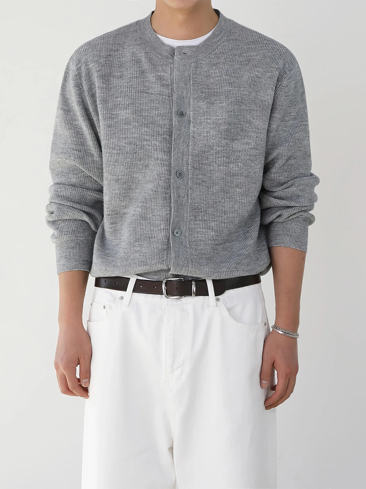 

Ay круглый открытый кардиган, вязаный свитер, мужской весенне-осенний модный ленивый аосфера, простое базовое шерстяное пальто