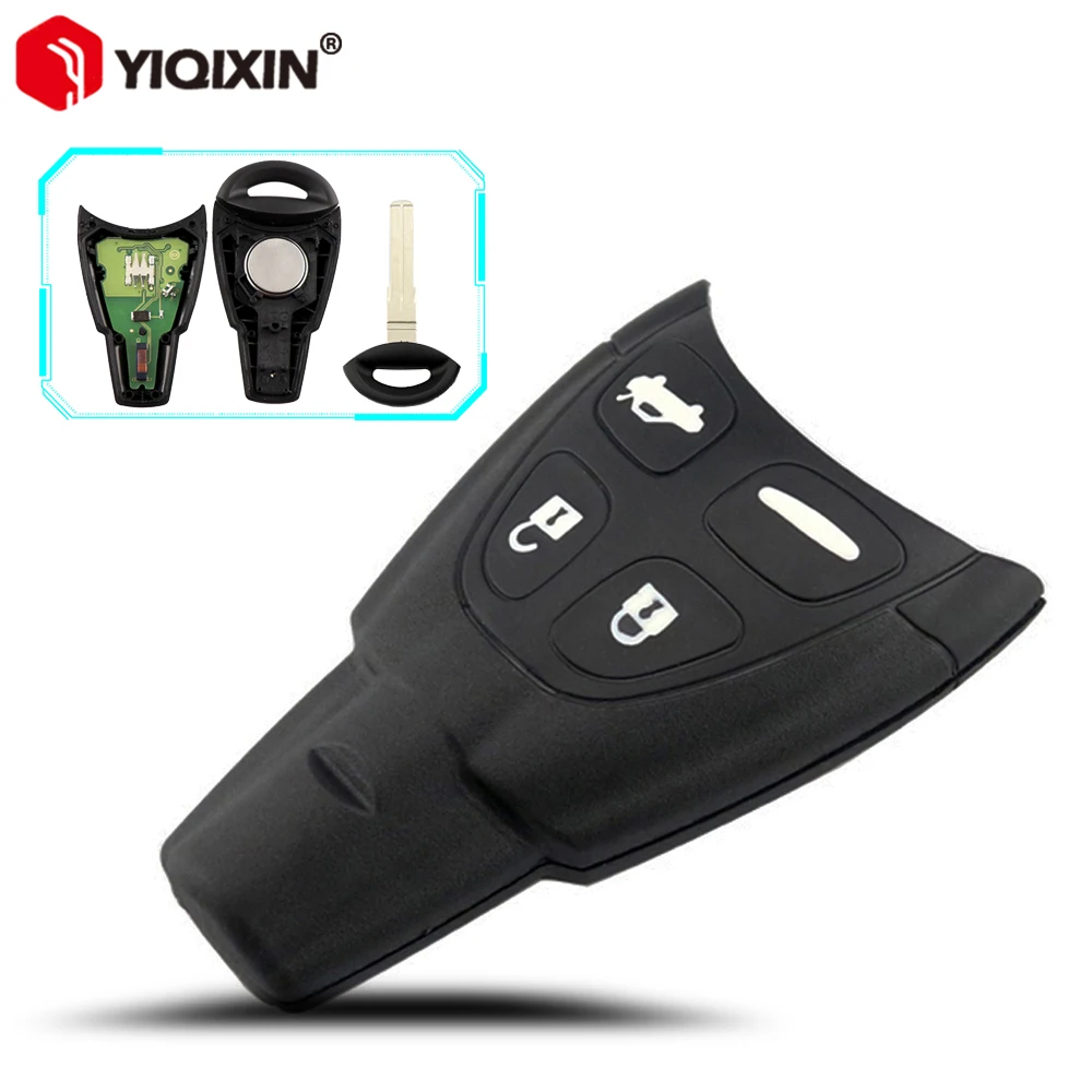 

YIQIXIN 315/433Mhz 4 Button Remote Car Key For SAAB 93 Sport Combi 95 Wagon 2003-2007 ID46 PCF7946 Chip LTQSAAM433TX Uncut Blade