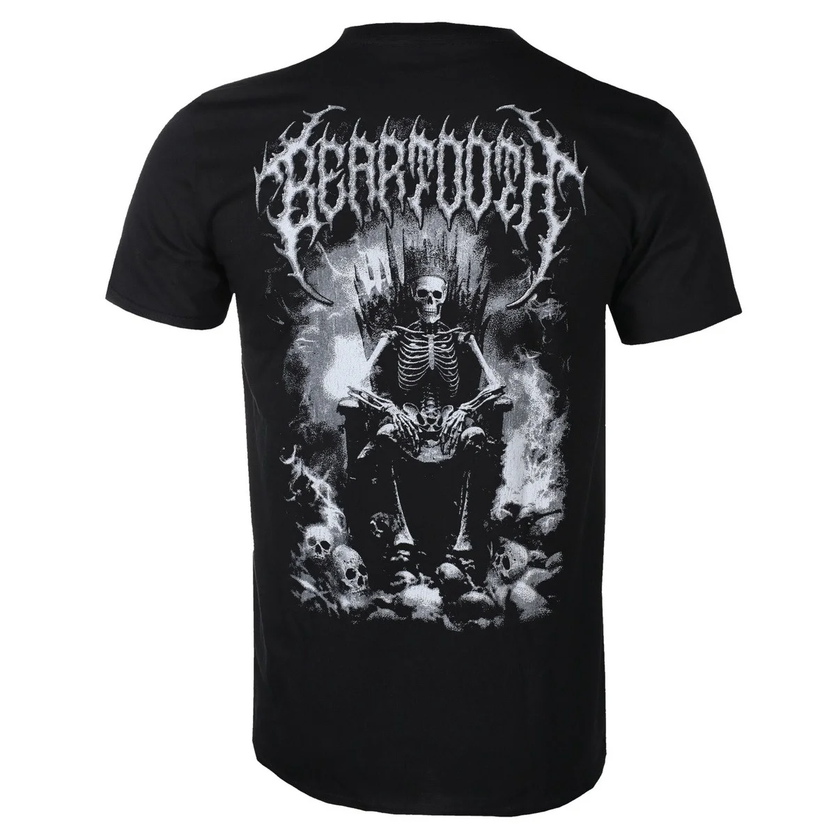 Beartooth Skeleton Throne Graphic T Shirt Men Women Vintage Metal‑Core Band Front Back Print Death‑Metal Style Logo Skull Rock