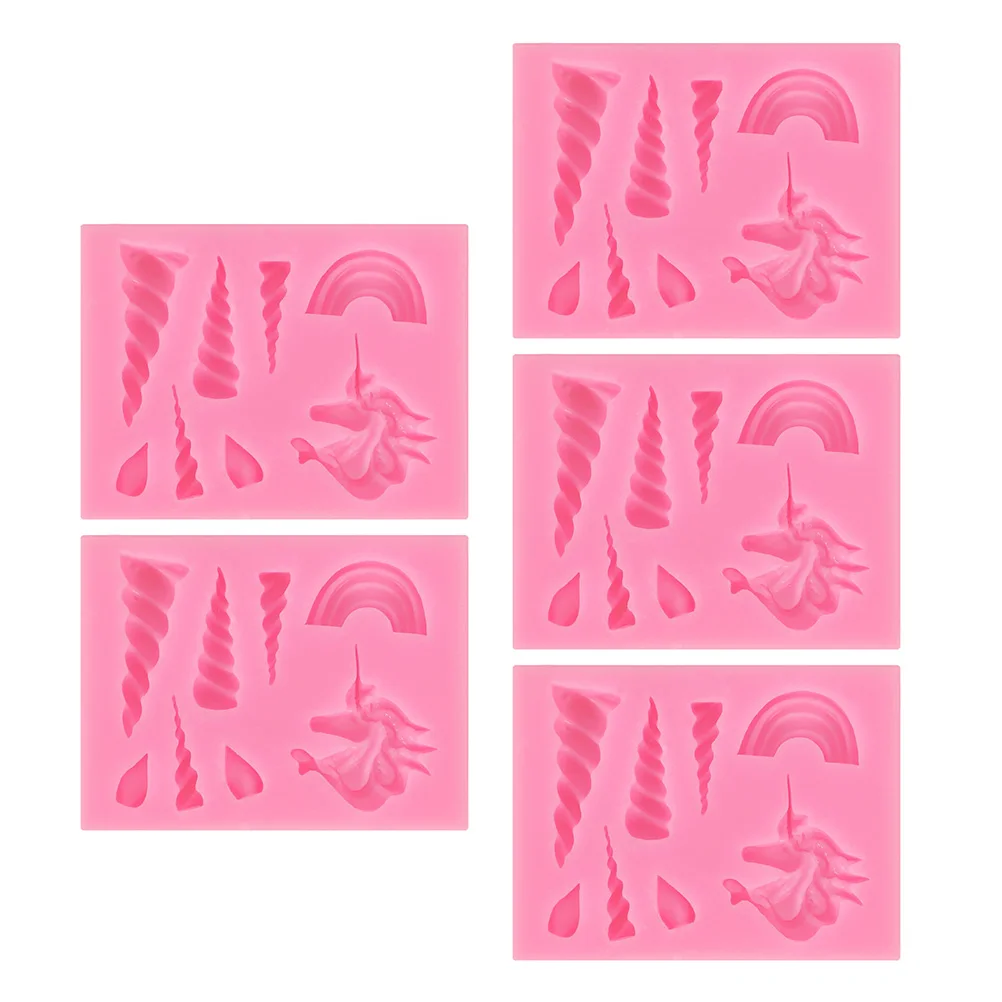 

5pcs Chocolate Cake Mold Silicone Unicorn Fondant Decorations Flexible Easy Demold Cake Decoration DIY Baking Tools