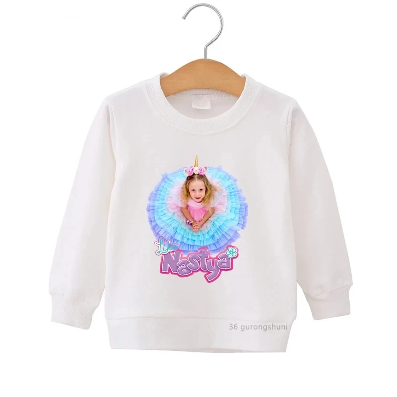 Girls Cute Like Nastya Originals Character Print Sweatshirt Kids Crew Neck Long Sleeve Pullover Sweet Casual Children Daily Top