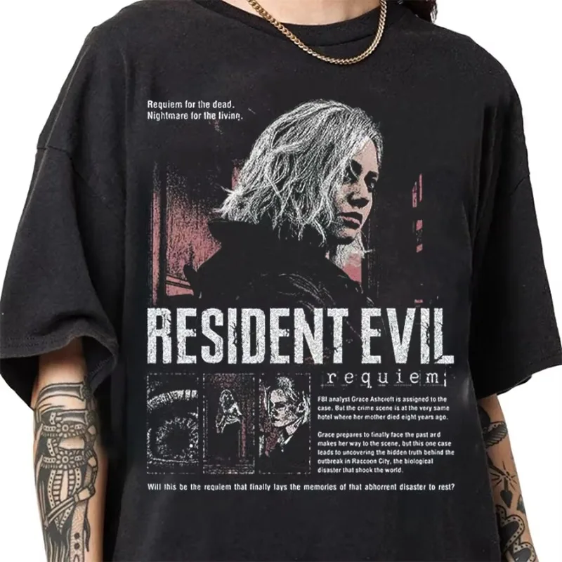 Resident Evil Requiem Game Theme Men's T-shirt Summer New Cotton Casual Suitable for Both Men and Women