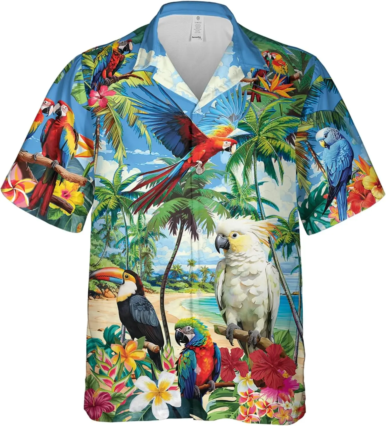 

Parrot Hawaiian Shirt for Men Funny - Hawaiian Shirts Short Sleeve - Mens Button Down Shirt