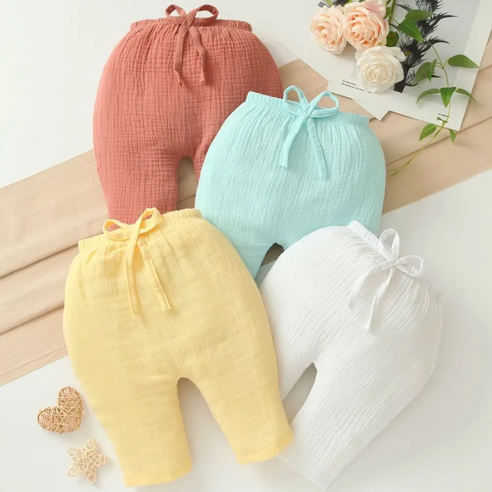 

Spring Solid Color Baby Trousers for Boys and Girls, Cotton Infant Bottoms, Soft and Comfortable, Pull-on Toddlers Pants, 4-Pack