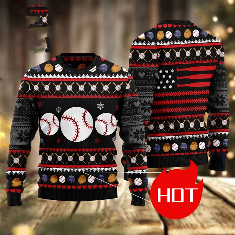 

3D Print Bowling Graphic Sweatshirt For Men Ugly Christmas Sweater Unisex Fashion Trending Autumn Unisex Pullover Tops Xmas Gift