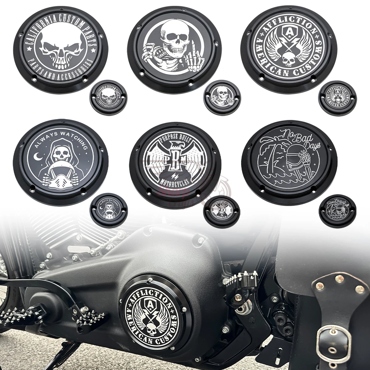 Motorradzubehör Motorkupplung Derby Timer-Abdeckung für Harley Softail Street Bob Fat Bob Slim Heritage Breakout 114 ab 2019