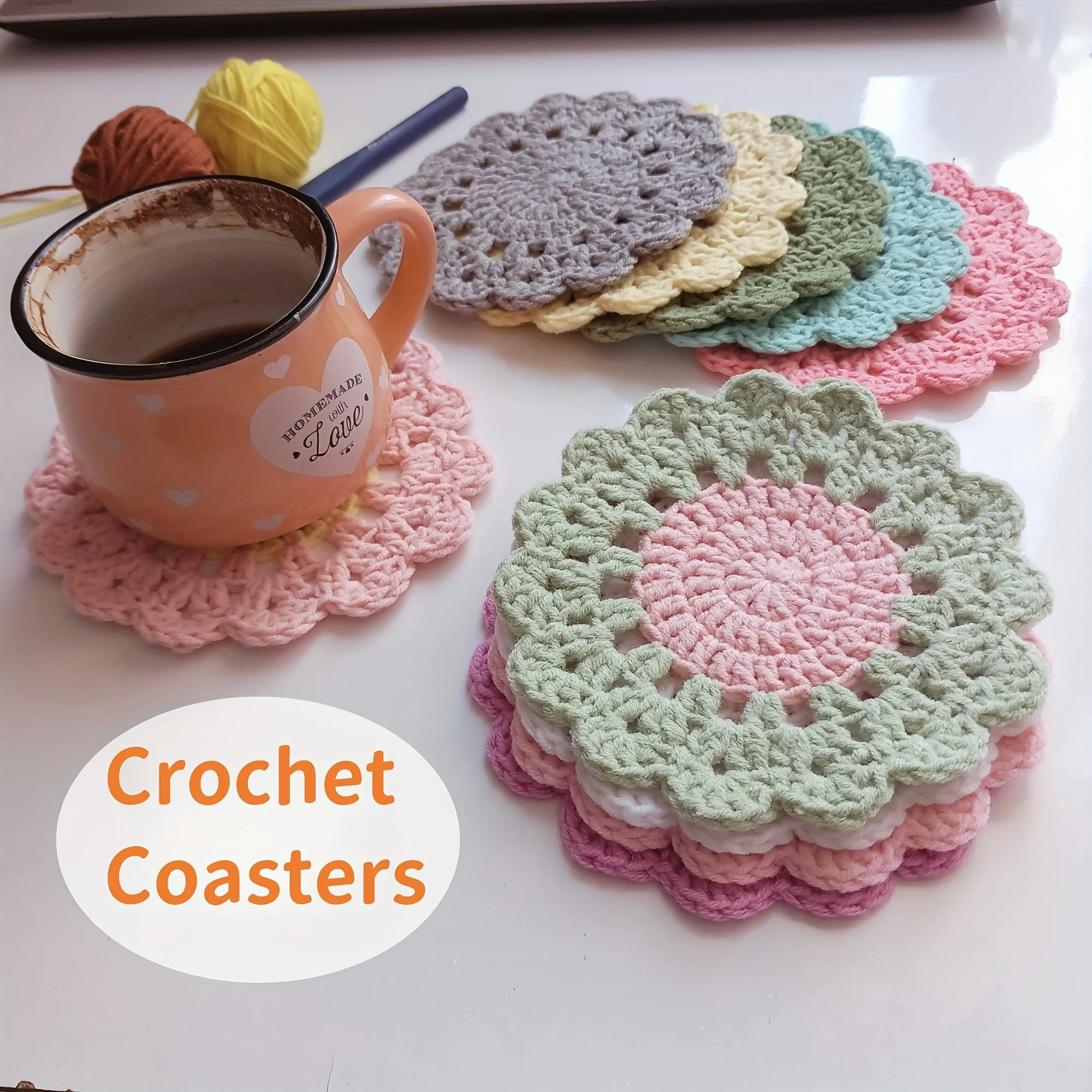 1/2pcs Crochet Coasters, Flower Coasters, Home Decor, Table Protection