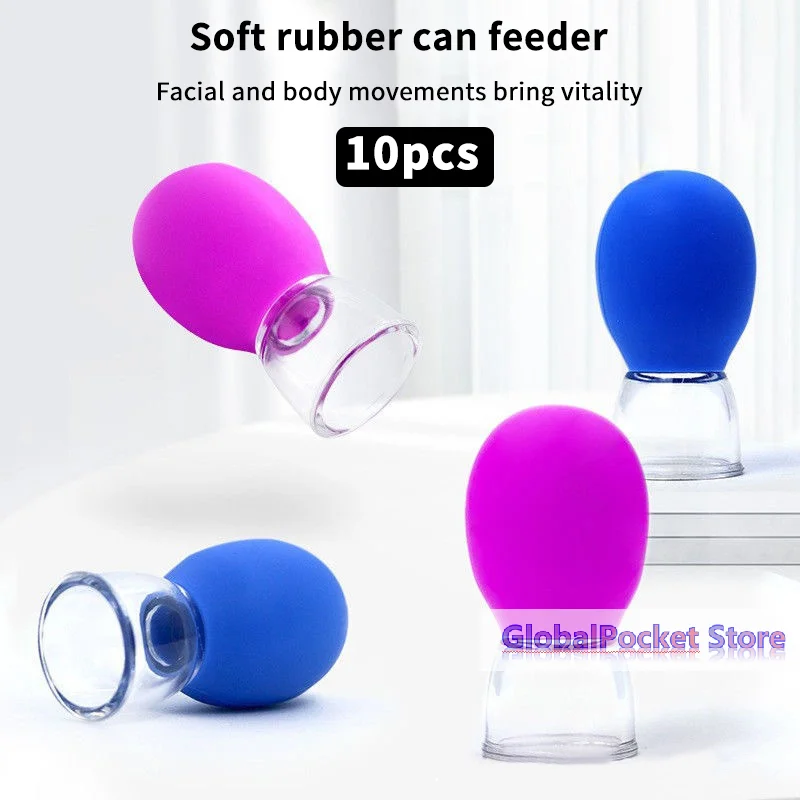 [TG823]10Pcs Silicone Cupping Massage Cup For Body Face Neck Eye Massager Vacuum Tank Body Facial Care, Anti-aging Beauty Tool
