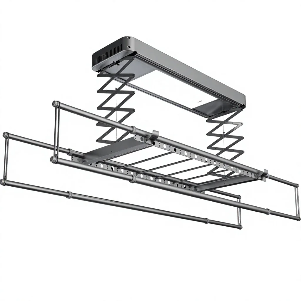 Smart Ceiling Mounted Electric Clothes Drying Rack Adjustable Laundry Hanger for Home Balcony Laundry Area