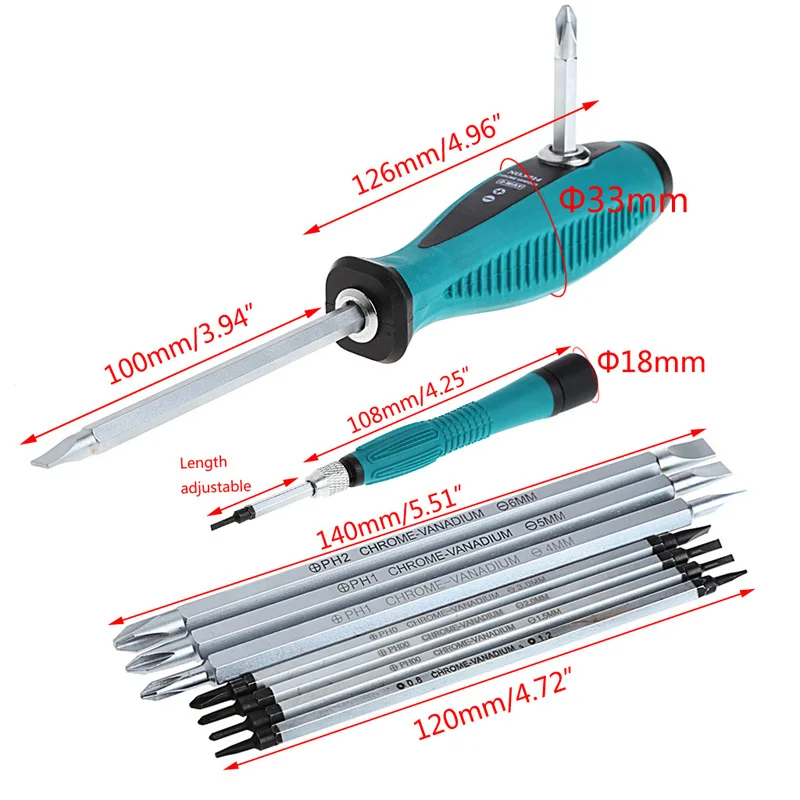 10 Pcs Slit Sets Magnetic Screwdriver Repair Multi Function Multi Hand Tool Set