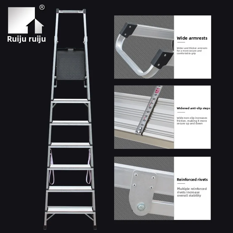 LTT foldable household engineering ladder wide pedal cargo ladder indoor aluminum alloy multi-functional ladder