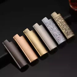 Zinc Alloy Pattern Metal Lighter Case For Gas Lighter Bic J3 Protective Shell Explosion-Proof Box