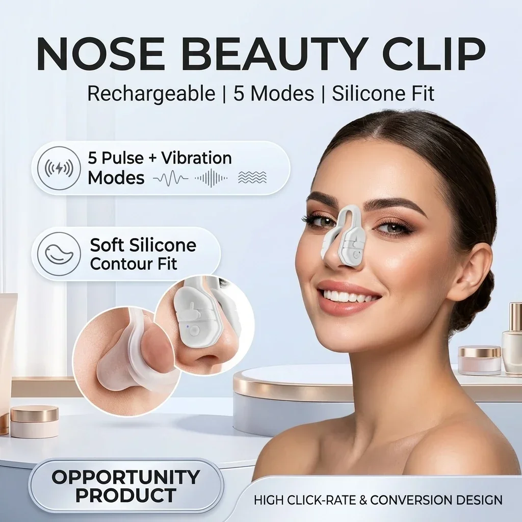 Portable EMS Micro Current Nose Clipper 5 Mode Pulse Vibration Silicone Patch Stimulating Nose Bridge Beauty Device