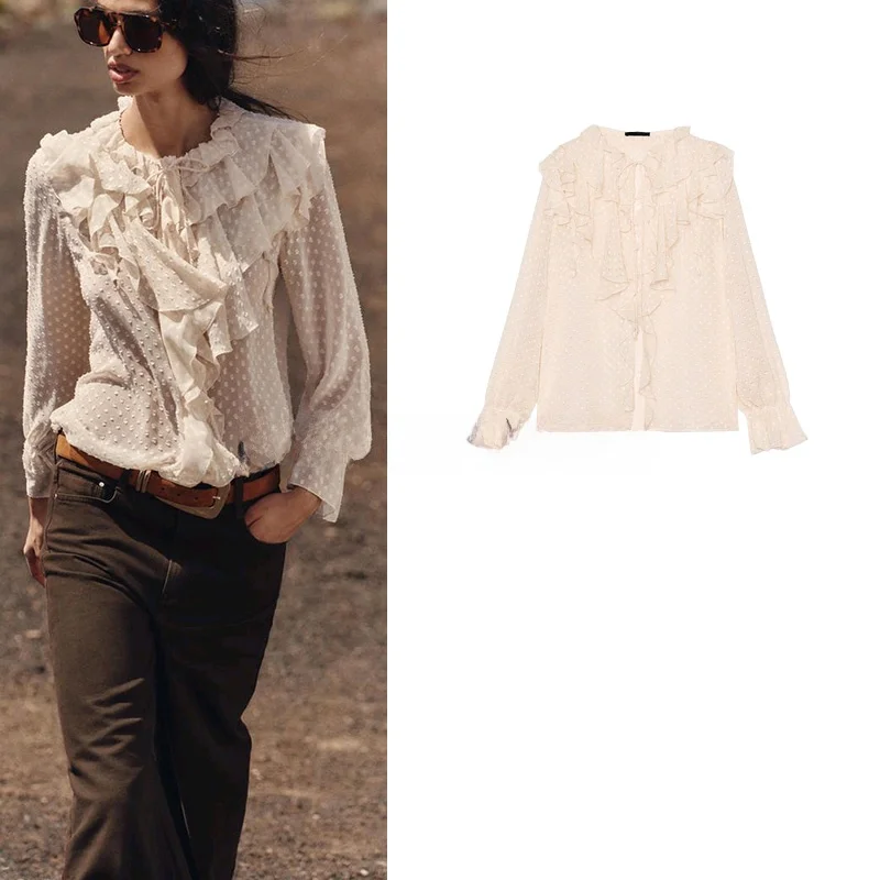 

Spring New Arrival Women's irt Simple round Ne Layered Decoration Thin Me Long Sve Top Commute Sle Straight Cut Po...