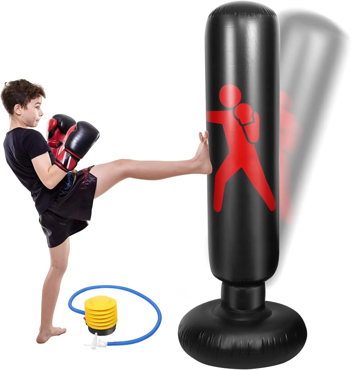 Sac de Frappe Enfant 160 cm pour Enfants,Punching Ball Gonflable & Autoportant,Gonflable Debout Libre Colonne de gobelet Sac de