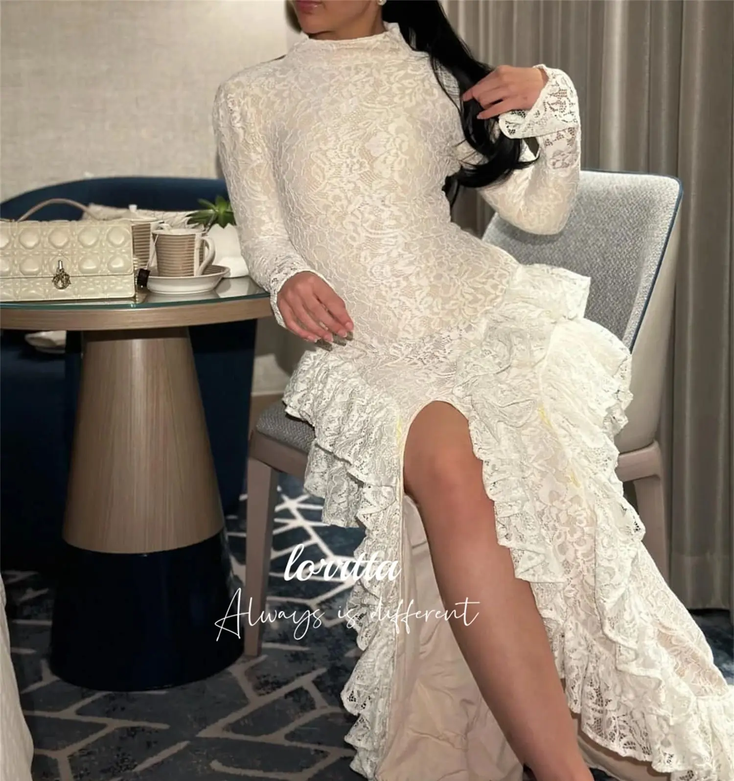 Lorrtta Special Occasion Dresses Long Sleeves Party Dress Lace Fishtail Cut Evening Robe Soiree Robes De Cocktail Customized