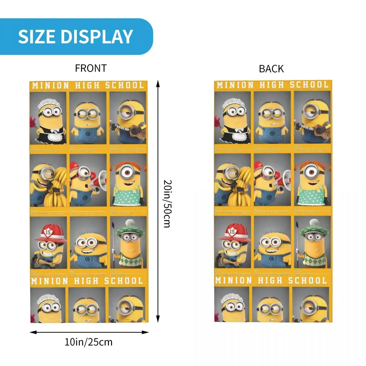 Despicable Me Minions High School Portrait Panels Bandana Neck Gaiter Motorcycle Club Despicable Me Minions Face Mask Cycling