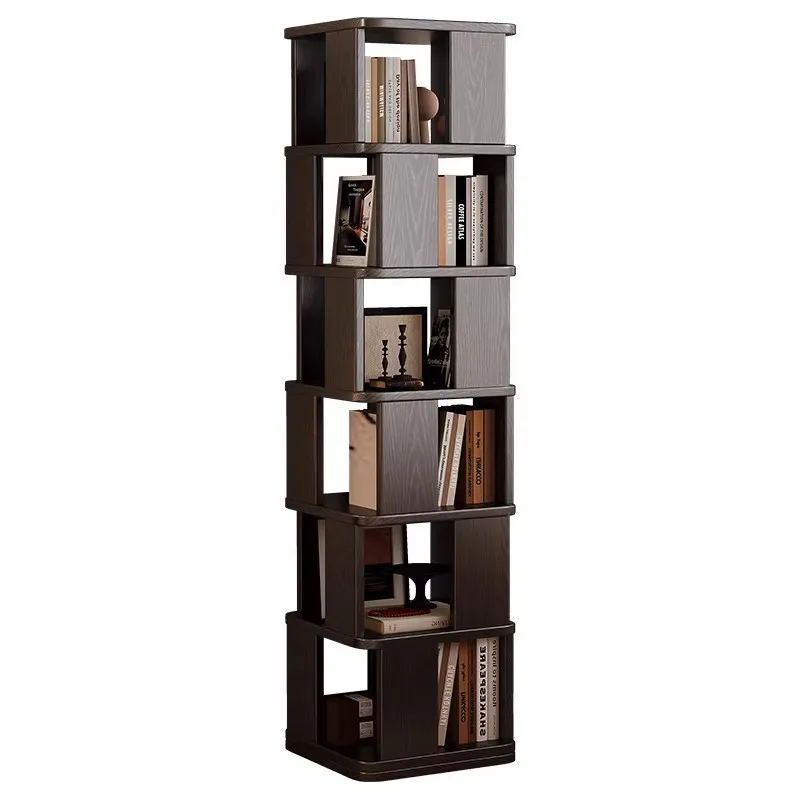 Estantería giratoria de madera maciza, librero de 360 grados, armario de almacenamiento multicapa, estantería de suelo para sala de estar infantil.
