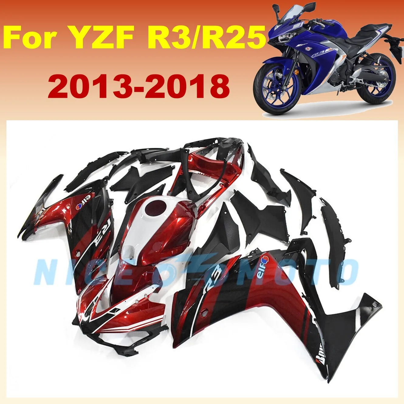 ABS Plastic Injection Molded Motorcycle Fairing Kit for YAMAHA YZF R25 YZF R3 2013 2014 2015 2016 2017 2018 r25 r3 13-18