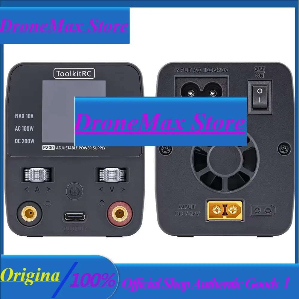 DroMaToolkitRC P200 V2 AC100W DC200W 65W Миниатюрное настольное быстрое зарядное устройство с IPS LCD-дисплеем с широким углом обзора, поддержка протокола Type-C для Huawei и Samsung.