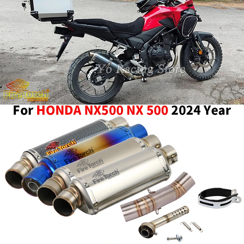 

Slip On Motorcycle Exhaust System Escape Middle Mid Link Pipe Connecting 51mm Muffler DB Killer For Honda NX500 NX 500 2024 Year