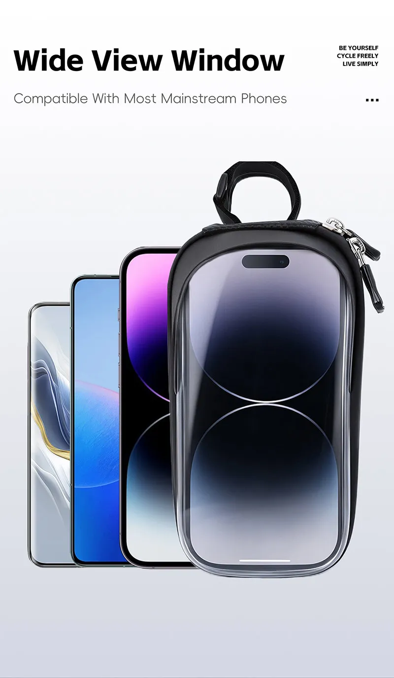 WEST BIKING Touchscreen-Fahrradtasche für Handys, wasserdichte Hartschalen-Oberrohrtasche für Straßen- und Mountainbikes mit dreifach stabilem Haken – Detail 4