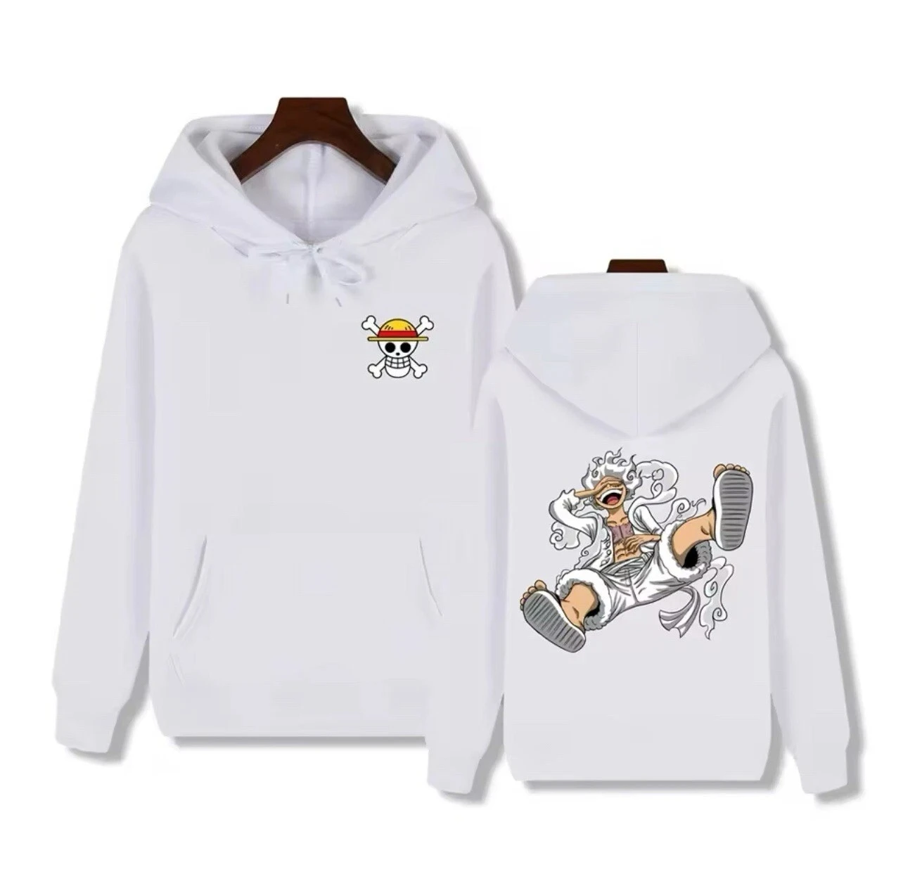 Anime One Piece ‌ Hoodie Pria Pola Cetak Luffy Nyaman Uniseks Kebesaran Musim Gugur dan Musim Dingin Kaus Jalanan