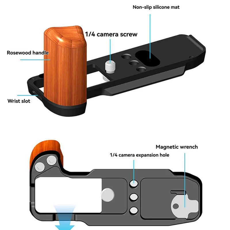 AT93-For Fuji X-M5 Camera Handle Bottom Plate Base L Plate For Fuji X-M5 L-Shaped Mounting Plate For Fuji X-M5