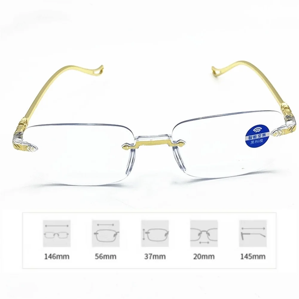 Hochwertige Presbyope Anti-Blaulicht HD Presbyopie Brille rahmenlose ultraleichte Lupe Lesebrille für Frauen