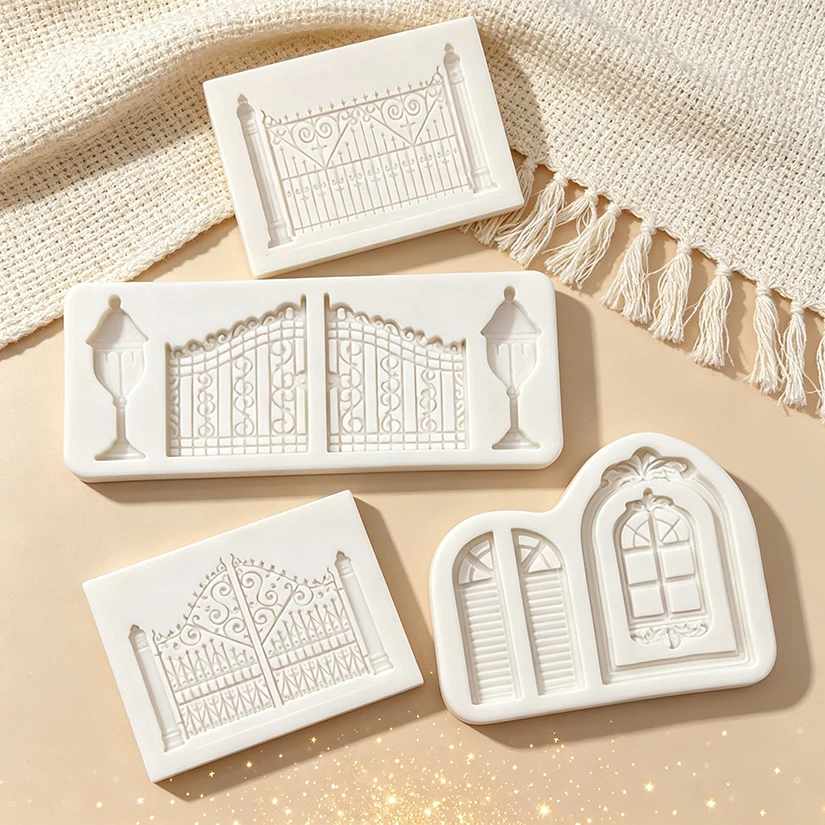 Gate Window Door Silicone Cake Baking Mold Sugarcraft Chocolate Cupcake Resin Tools Fondant Decorating Tools