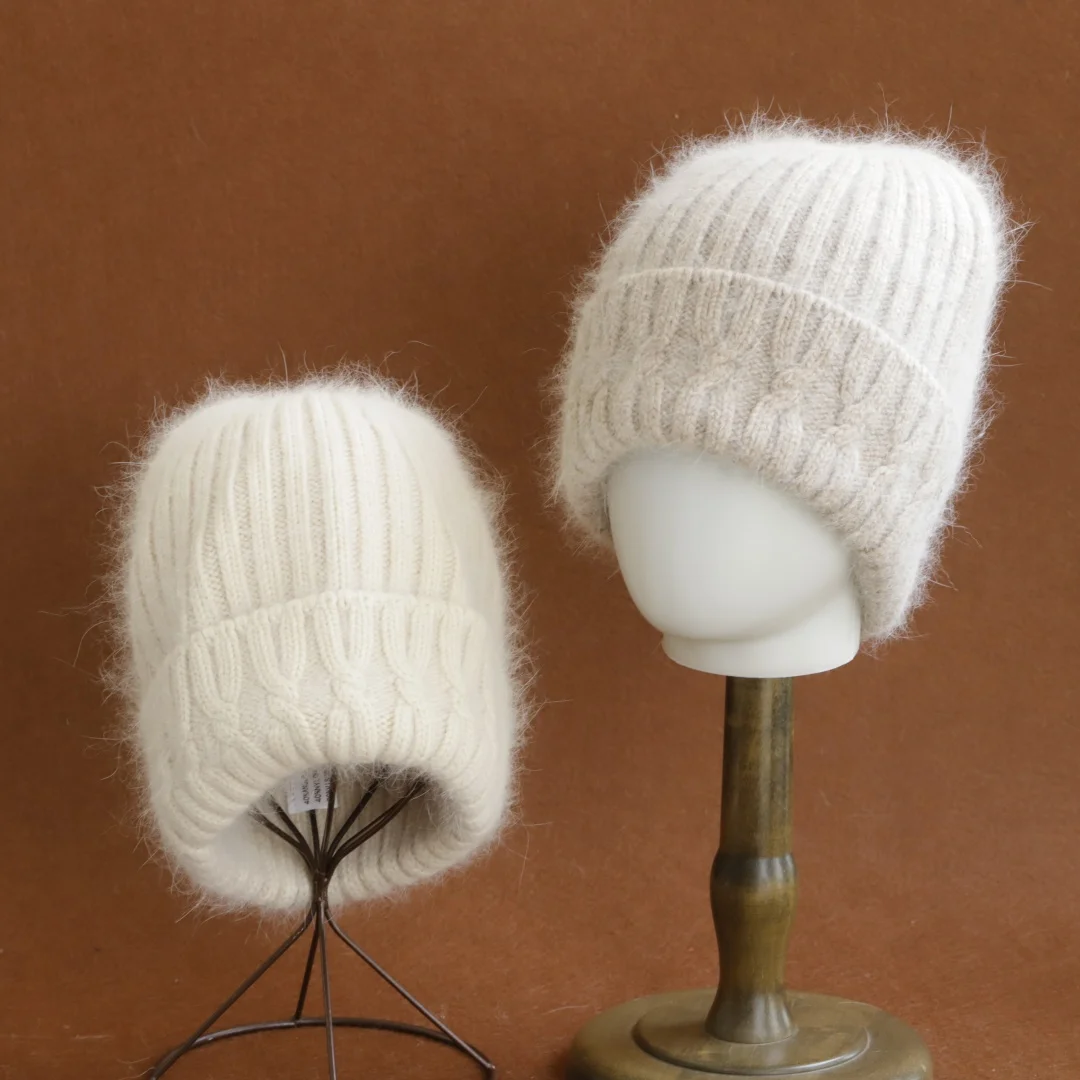 2026 new Hot Selling Winter Hat Real Rabbit Fur Winter Hats For Women Fashion Warm Beanie Hats Women Solid Adult Cover Head Cap