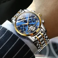 OLEVS montres pour hommes automatique mécanique affaires montre-bracelet étanche bracelet en acier inoxydable montre pour homme squelette calendrier 4