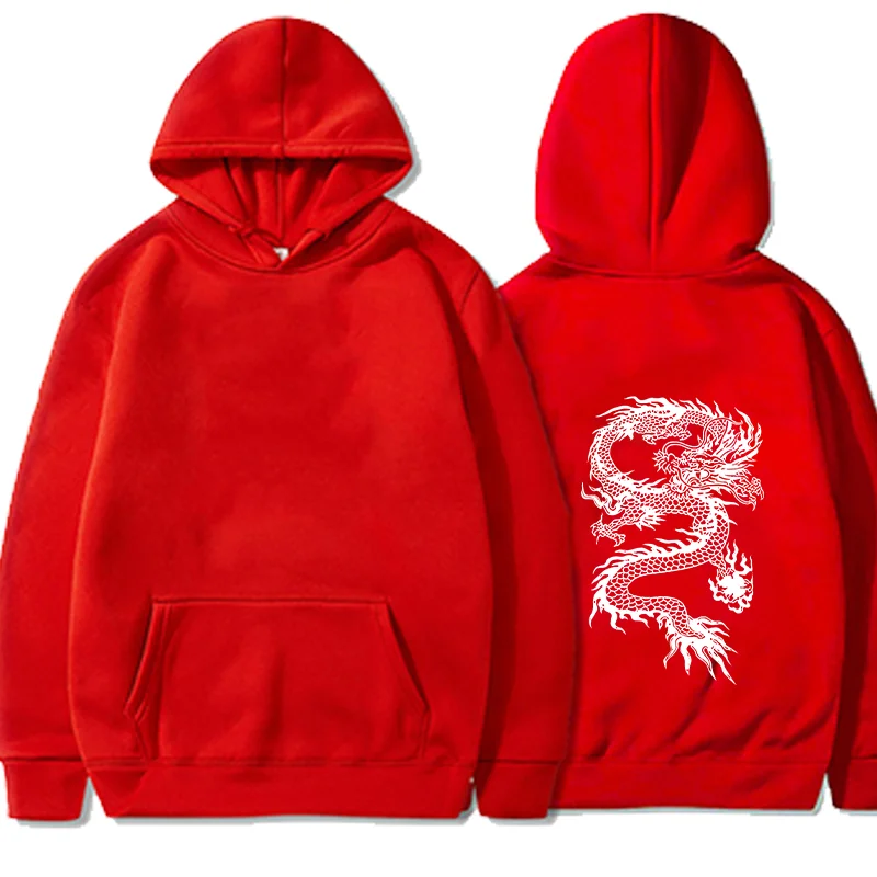 Sudadera con capucha de dragón con elemento mitológico chino, Jersey holgado de manga larga con capucha para otoño e invierno, novedad de 2024