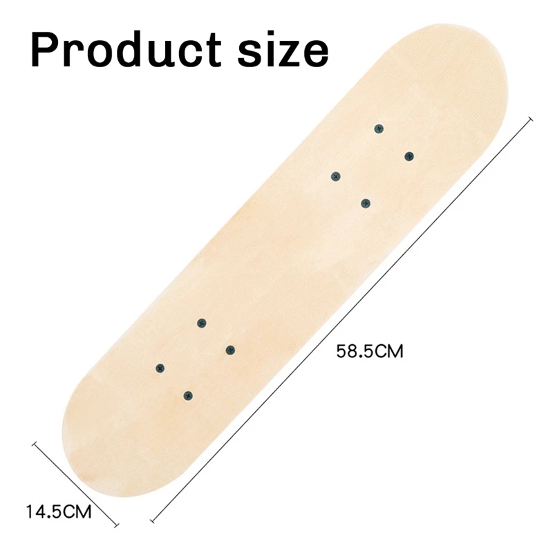 58.5Cm Skateboard Deck Maple Skate Board Blank Adults Kids DIY Hand-Painted Decorative Board Double Rocker Durable