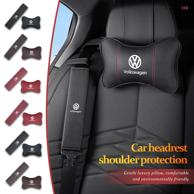 

Car Sticker Valve Stems Caps For Volkswagen VW Set Car Head Neck Rest Pillow Seat Belt Pads Headrest Cover Golf 4 5 6 7 Polo Jet