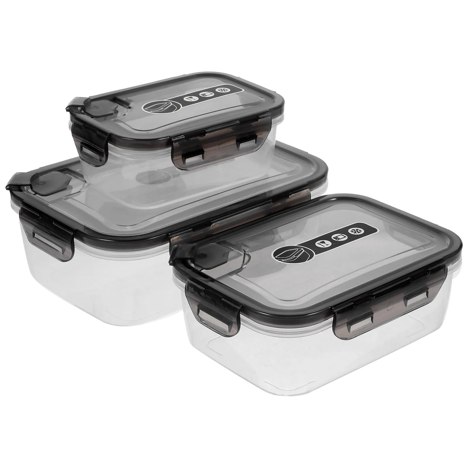 

3pcs Food Storage Containers Airtight Crisper Storage Box Refrigerator Stackable Fresh Keeper Kitchen Home Bakery Coffee Shop