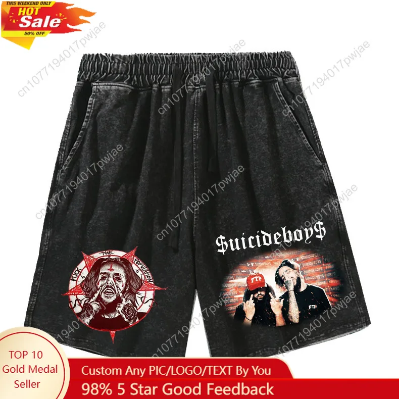 

Suicideboys Hip hop Singer Shorts Man Woman Teenager Retro Short Pants Vintage Cotton Elastic Soft Beach Shorts Customized Pants