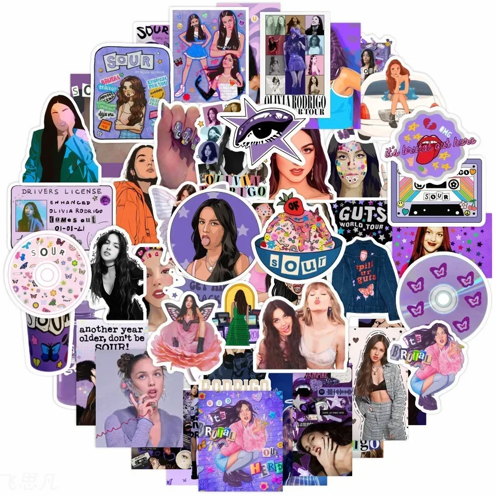 50Pcs Olivia Isabel Rodrigo Originality Sticker Singer Star Laptop/skateboard Theme Party Waterproof Decoration Stickers