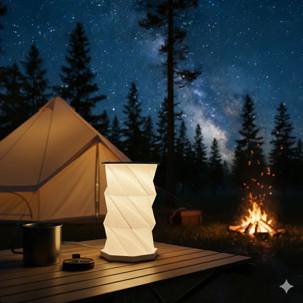 Lanterna da campeggio pieghevole portatile Lampada da tenda a LED dimmerabile, lampada da tavolo origami ricaricabile tramite USB per viaggi, luce notturna di emergenza
