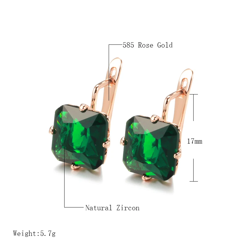 Square Blue Large Zircon Drop Earrings for Women Geometric Cut Stone Pendant Vintage Fashion Jewelry Party Accessories